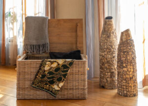 rattan Spielzeugtruhe mit Deckel